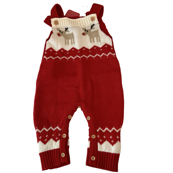 Patpat unisex Christmas‎ newborn knitted reindeer embroidery sleeveless jumpsuit - Picture 1 of 4